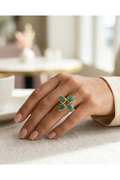 Dorvina Natural Stone Women's Ring Authentic Jewelry Raw Root Emerald Abundan...