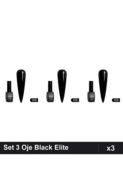 global fashion Set 3 Oje Semipermanente Black Elite 8ml, Manichiura UV/LED Pr...