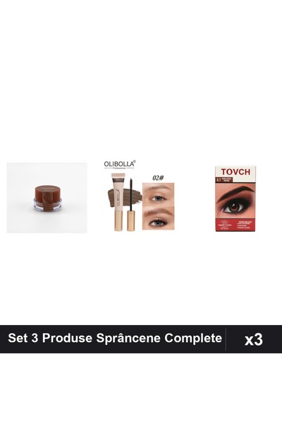 Ruby Rose Set 3 Produse Sprâncene & Olibolla, Gel Rimel Vopsea, Nuante Medium...