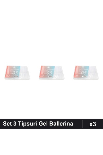 global fashion Set 3 Tipsuri Gel 120buc Ballerina 5XL, 12 Mărimi, Unghii Extr...