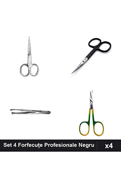 One Group Set 4 Forfecuțe și Pensetă Profesională One Group, Negru, Manichiură