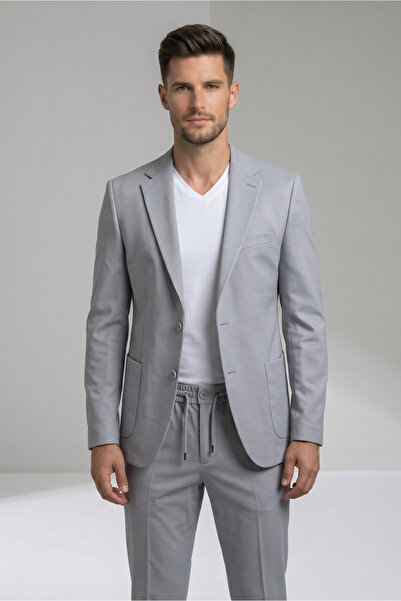 AtlasGiyim Men's Slimfit Suit with Pocketed Jogger Pants