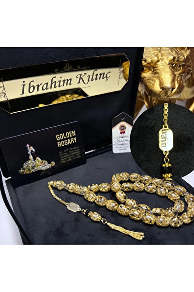 Tesbih-i Hazır Tesbihçilik Kişiye Özel İsimli Tespih 24K Altın Parçacıklı Tes...