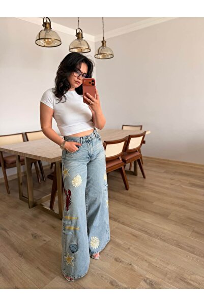 BÜŞRA PERKER Sea Nakış Detaylı Jean