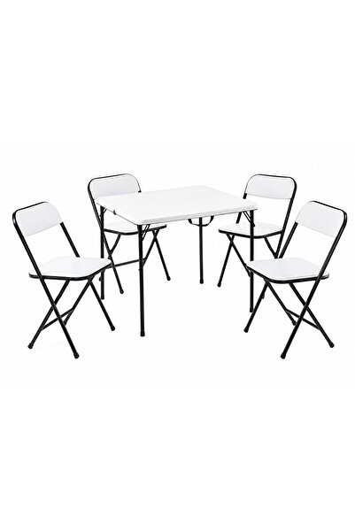 Biki Folding Table Set with 4 Chairs-Rq-31024-White