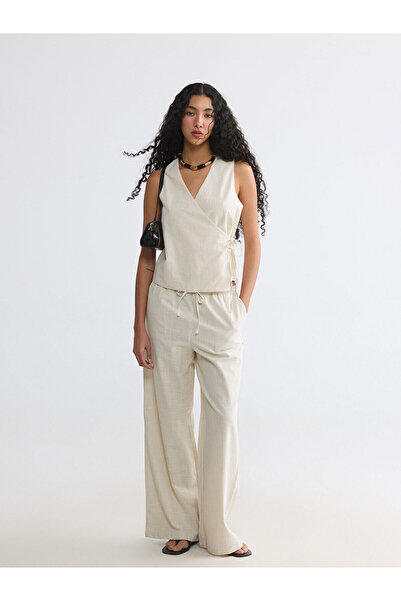 LC Waikiki Nevavm Striped Linen-Look Women's Trousers with a Difference