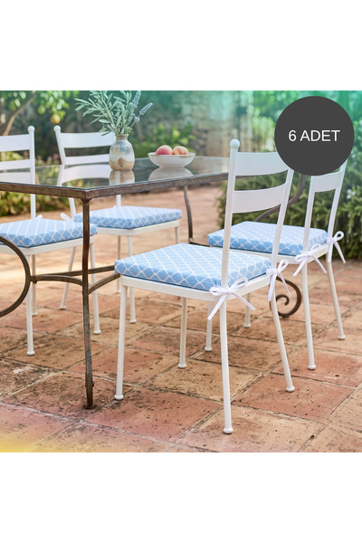 Bhomesconcept 6 Adet 40x40 Cm Mavi Bağcıklı Sandalye Minderi Pamuk Polyester ...