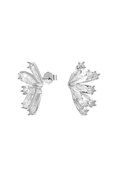 Lisa&Co. Cercei Argint Wings Argint placat cu rodiu / Zircon / Alb
