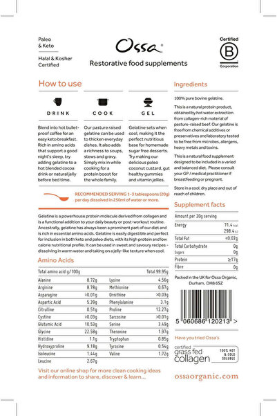 Ossa Pasture Raised Halal & Kosher Certified Gelatine 400 g