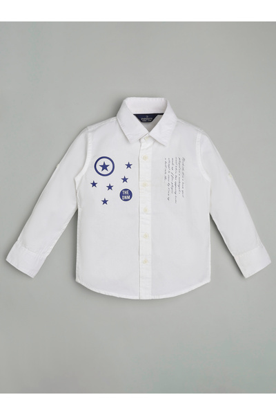 INFINITY By Styli Kids White Cotton Shirt with Star Print