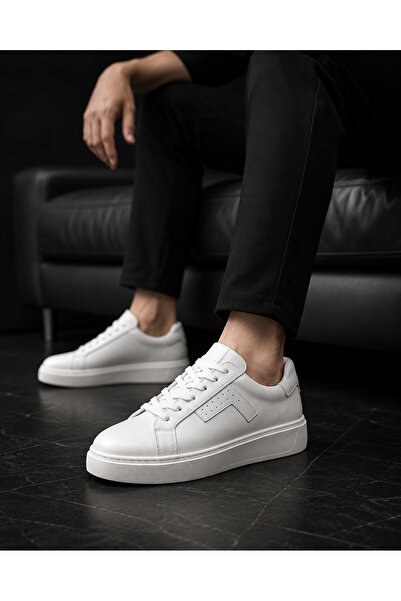 BESS SHOES Pantofi sport albi pentru bărbați din piele naturală – Ortopedici,...