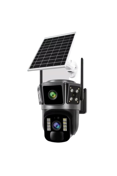 TodayShop Cameră de supraveghere 4G cu panou solar - Lentilă dublă 360 ° Full...