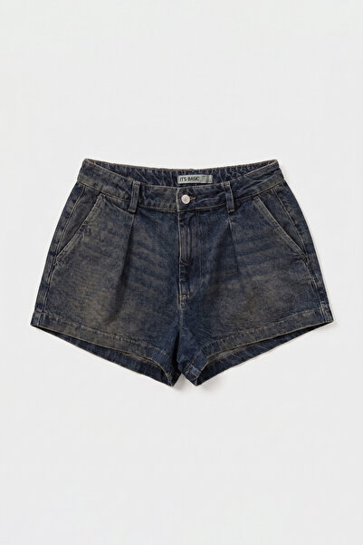 it's basic Women's Dark Denim 2S6 Mini Pleated Denim Shorts