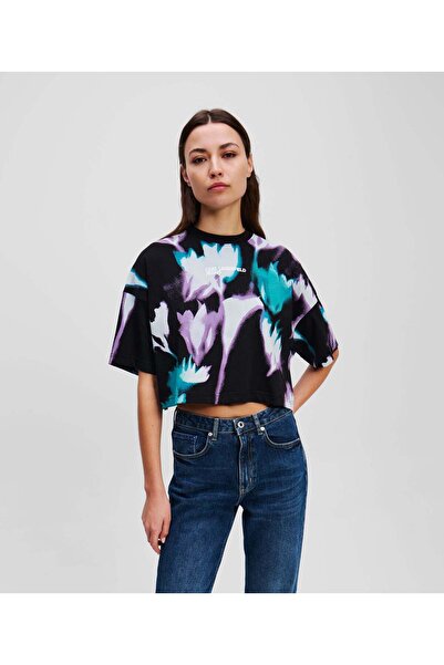 KARL LAGERFELD JEANS Μπλουζάκι με φλοράλ στάμπα