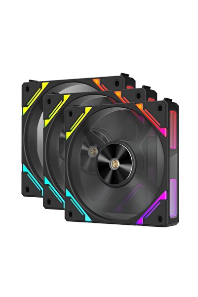 1stPlayer Set 3 ventilatoare 1stPlayer® Combo aRGB XF7-BK, control turatie, 1...