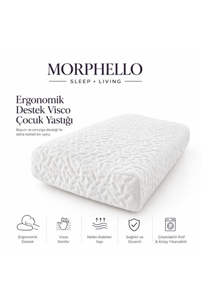 MORPHELLO Ergonomik Destekli Çocuk Visco Yastık | Ortopedik Memory Foam Çocuk...