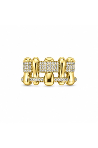 LEROSY CO. Stone Detailed Gold Design Ring