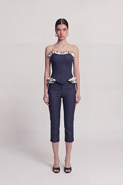 HOLLY LOLLY Jean Look Venus Capri Pants Navy Blue