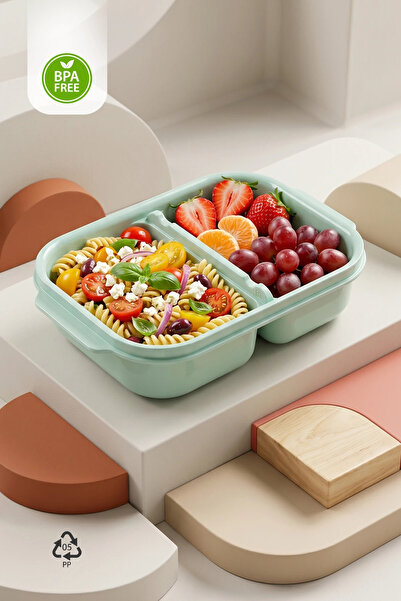 GOLCIA LunchBox Çift Bölmeli BPA İçermeyen Gıda Saklama ve Taşıma Kabı - Mint...