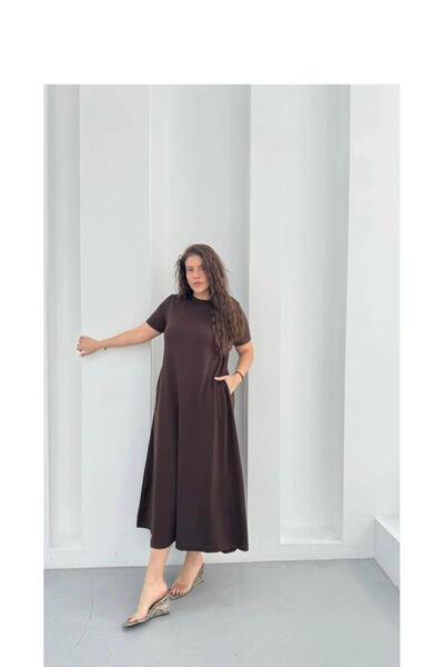 DONNA LISSA Women's Crew Neck Flowy Modal Combed Cotton Long Dress