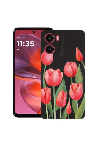 bestcase ¬Æ Husa pentru Motorola Moto E15 / Moto G05, Red Tulips, Slim Silico...