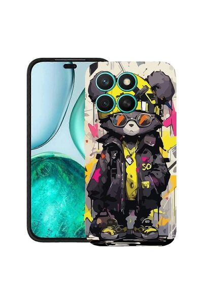 bestcase Калъф за Honor X8C, Мече в пастелни цветове, Тънък силиконов 0.8ММ, ...