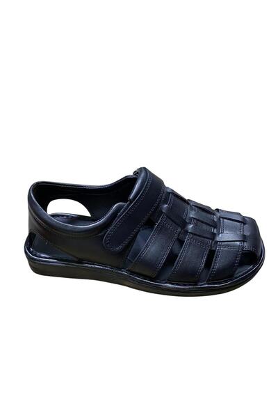İrfan Yavuz Men's Flat Sole Closed Genuine Leather Sandals