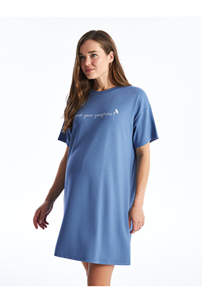 LC Waikiki Nevavm with Difference Oval Neckline Printed Short Sleeve Maternit...