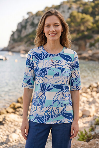 YXL COLLECTION Γυναικεία μπλούζα μεγάλου μεγέθους Lycra με λαιμόκοψη ποδηλάτο...