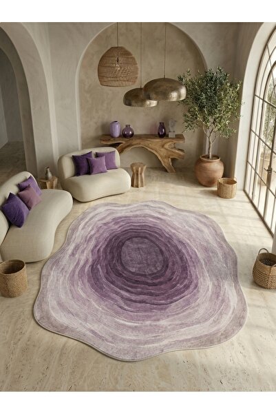 Rugs Modern Halı SDT Modern Mor Tonlu Geçişli Organik Formlu Soyut Dokuma Tab...