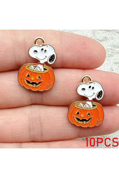 Choice Bandai Orange 10Pcs Cute Snoopy Dog DIY Keychain Metal Handmade Alloy ...