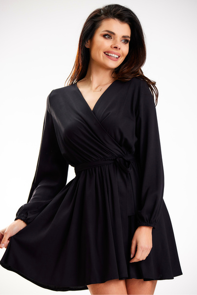 Awama Dress A577, Awama, Viscose/ Elastane, Black, XL INTL