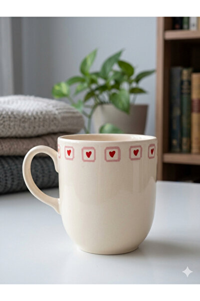 PALTO TASARIM Heart Box Cream Juno Mug - Gift Mug Cup