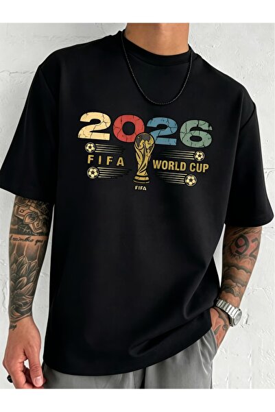 WOODROFFE Unisex 2026 World Cup Printed T-Shirt Oversize T-Shirt Loose Fit