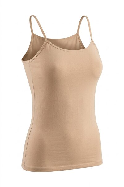 CottonVia 6 Pieces, Women's Ribbed Undershirt, 100% Cotton, Thin Strap, Skin ...
