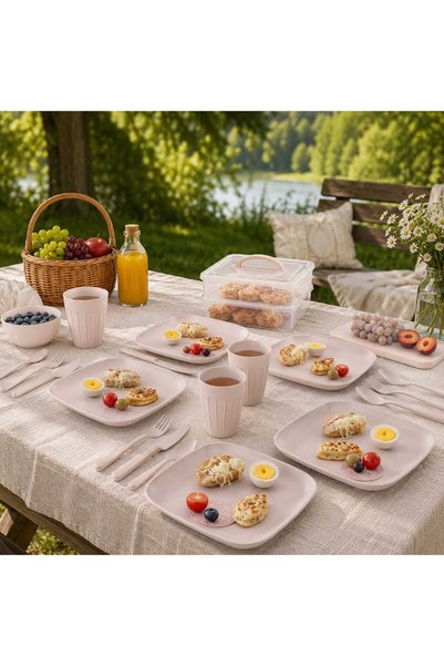zemihra 32-Piece Portable Picnic Set for 6 People - Picnic Camping Set with Storage Box