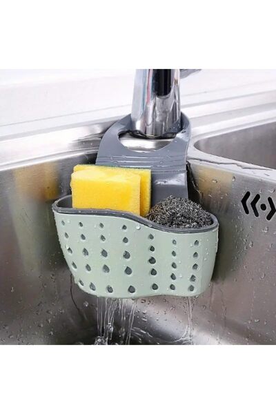 zkra shop Askılı Evye Sepeti - Silikon Lavabo Düzenleyici - Mutfak Süngeri, Sabun ve Bulaşık Teli Tu