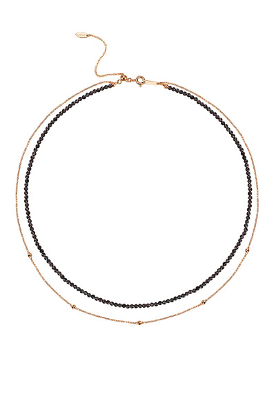 Lisa&Co. Silver Necklace Spinel&Drops Yellow gold plated silver / Spinel / Black