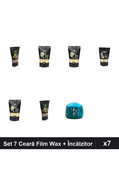 global fashion Set 7 Ceară Epilare Film Wax 450g + Încălzitor ProWax - Lemn S...