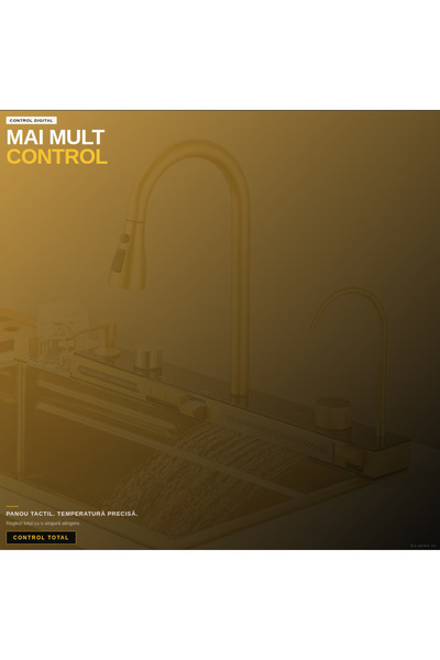 OEM Multifunctional Kitchen Sink with LED, Stainless Steel, Gold (BG-V04)