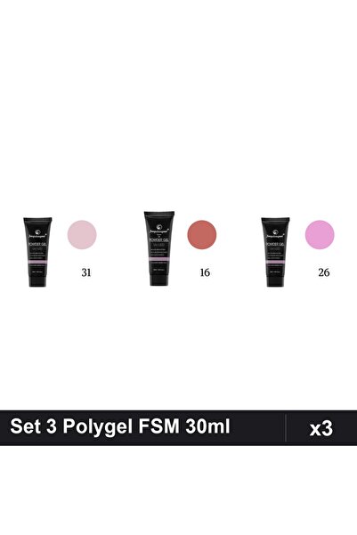 FSM Set 3 Polygel 30ml - Nr.31, Nr.16, Nr.26 - Constructie Unghii