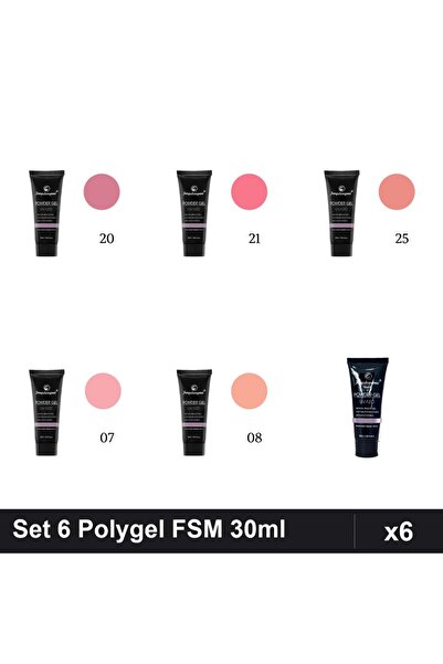 FSM Set 6 Polygel 30ml - Nr.20, Nr.21, Nr.25, Nr.07, Nr.08, Nr.22