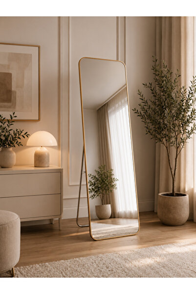 N.zone Modern Gold Framed Floor Mirror – 147X48Cm Elegant Design Adds a Touch...