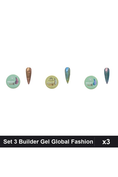 global fashion Set 3 Nebula Kiss Builder Gel 15g - Nr.02, Nr.03, Nr.04