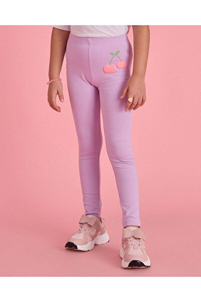 REDTAG Girls Lilac Chery Placement Print Leggings