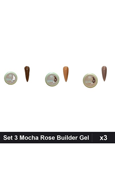 global fashion Set 3 Mocha Rose Builder Gel 15g - Nr.03, Nr.05, Nr.07