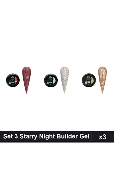 global fashion Set 3 Starry Night Builder Gel 15g - Nr.07, Nr.05, Nr.04