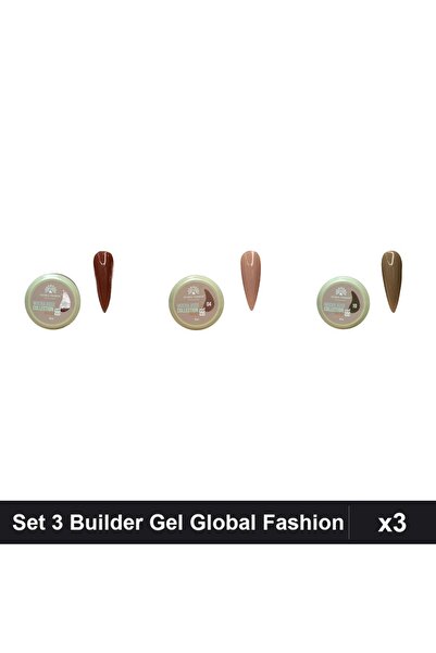 global fashion Set 3 Mocha Rose Builder Gel 15g - Nr.04, Nr.09, Nr.10