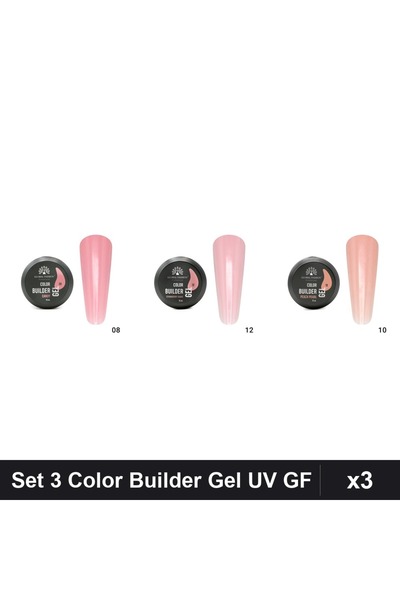 global fashion Set 3 Color Builder Gel UV 15g - Nr.08 Nr.12 Nr.10 Constructie
