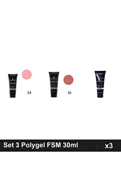 FSM Set 3 Polygel 30ml - Nr.24, Nr.16, Nr.14 - Constructie Unghii